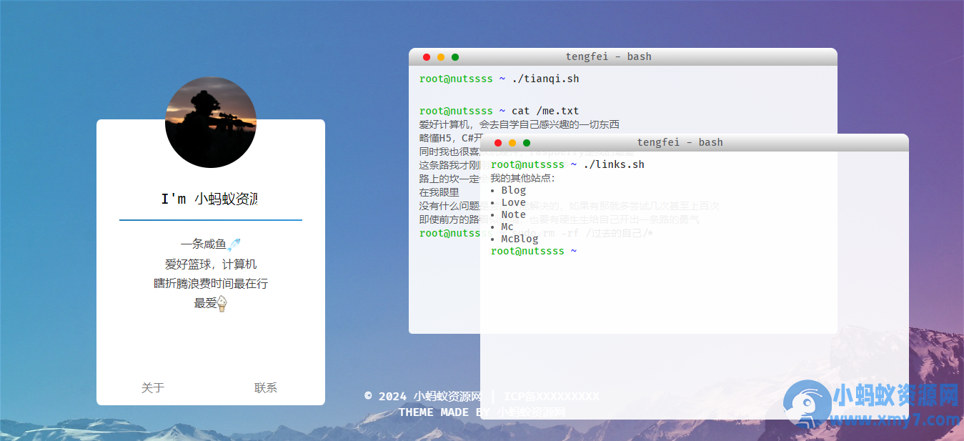 HTML源码 – 简洁自适应个人码农主页