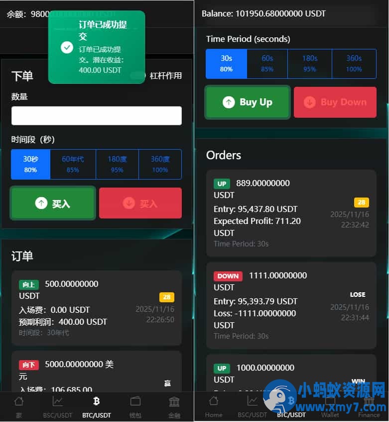 BitTong虚拟货币微交易投资理财源码/完美K线控制+代理/前端html+后端PHP