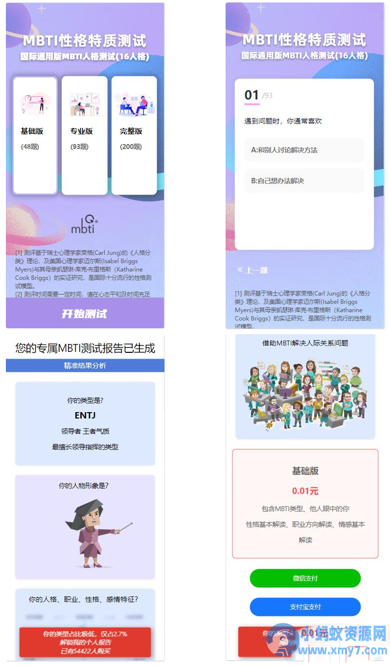 【运营级】MBTI十六型人格职业性格测试源码完整版